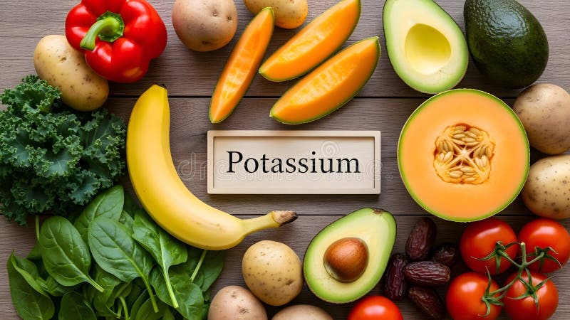 Alimentos ricos en potasio: plátanos, aguacates, verduras frescas
